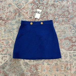 Zara blue tweed mini skirt size small